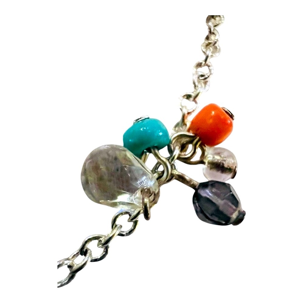 Elegant Silver Necklace with Multicolor Head Clusters - Picture 3 of 4